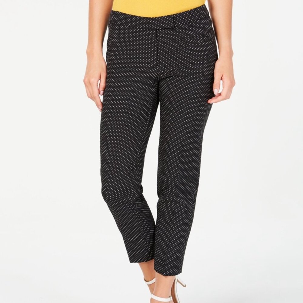 Old Navy Harper Ankle Pants Black & White Polka Dots Mid Rise 8 Regular Cotton B